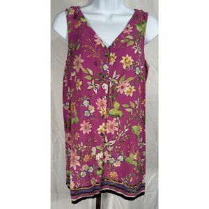 J.Jill Women’s Pink Floral Sleeveless Blouse V-Neck Size Small Lightweight